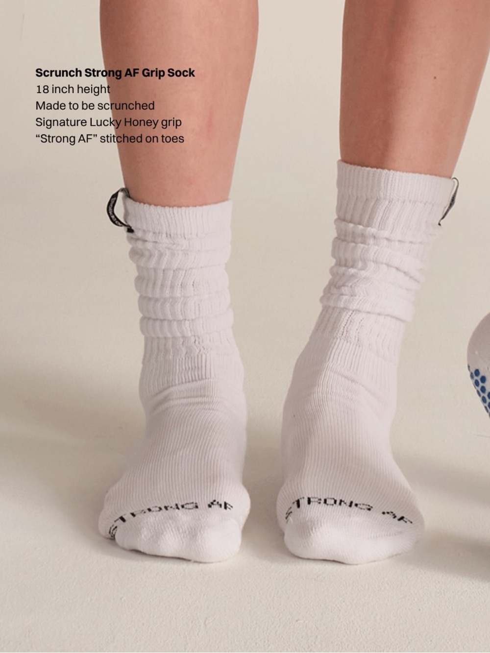 [solidcore] x Lucky Honey Strong AF Scrunch Grip Socks - White